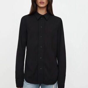 TOTEME Slim Twill Blouse Shirt Black 40